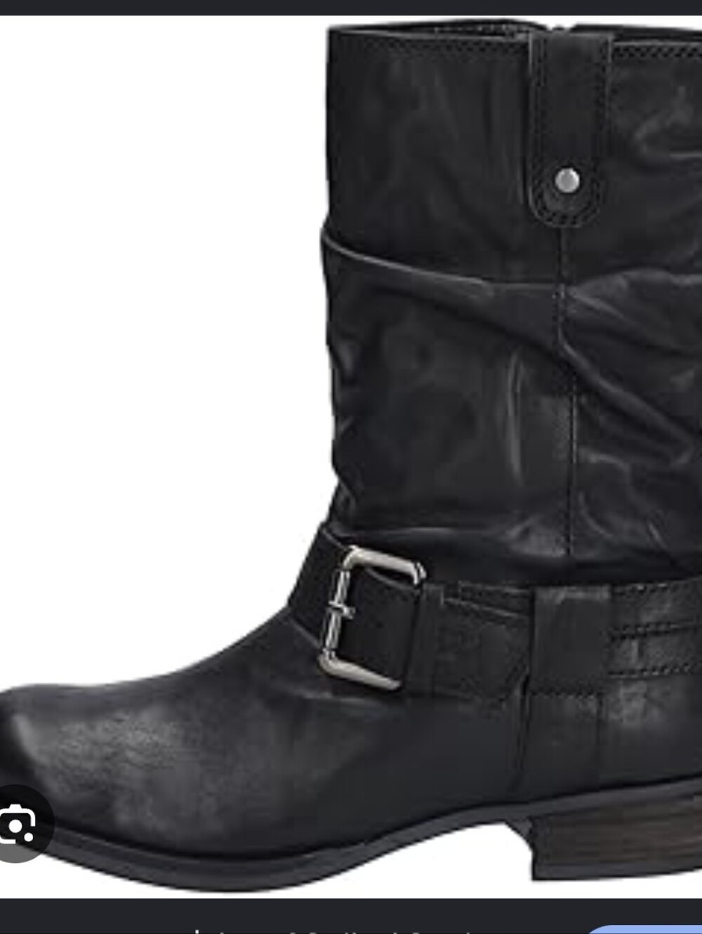 Josef Seibel Black Leather Mid-Calf Buckle Boot
